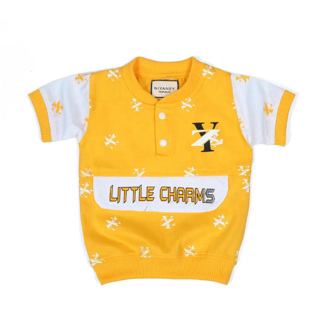 Bright Yellow Baby Top & Pants Set with Graphic Print - Niyaney Clothing