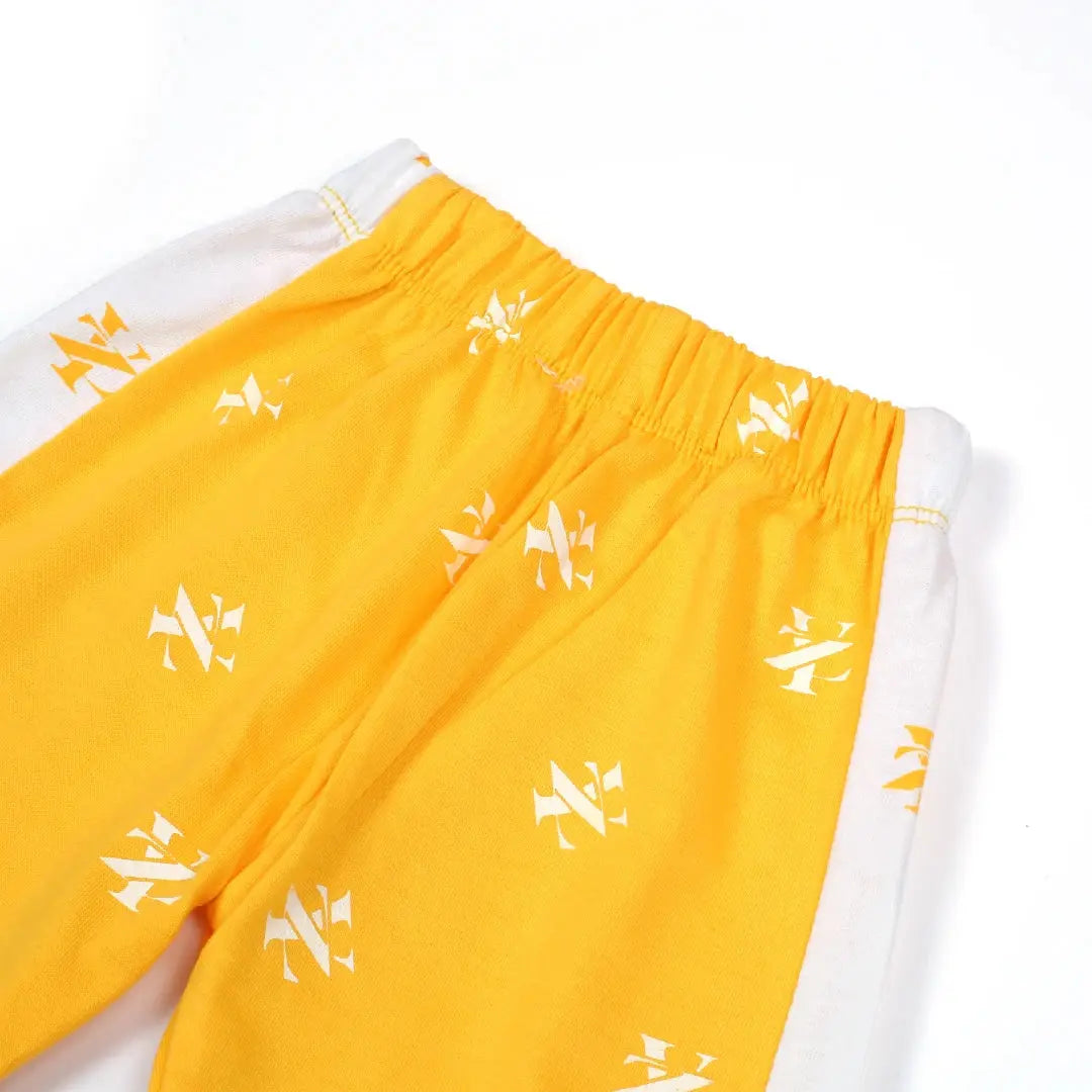 Bright Yellow Baby Top & Pants Set with Graphic Print - Niyaney Clothing