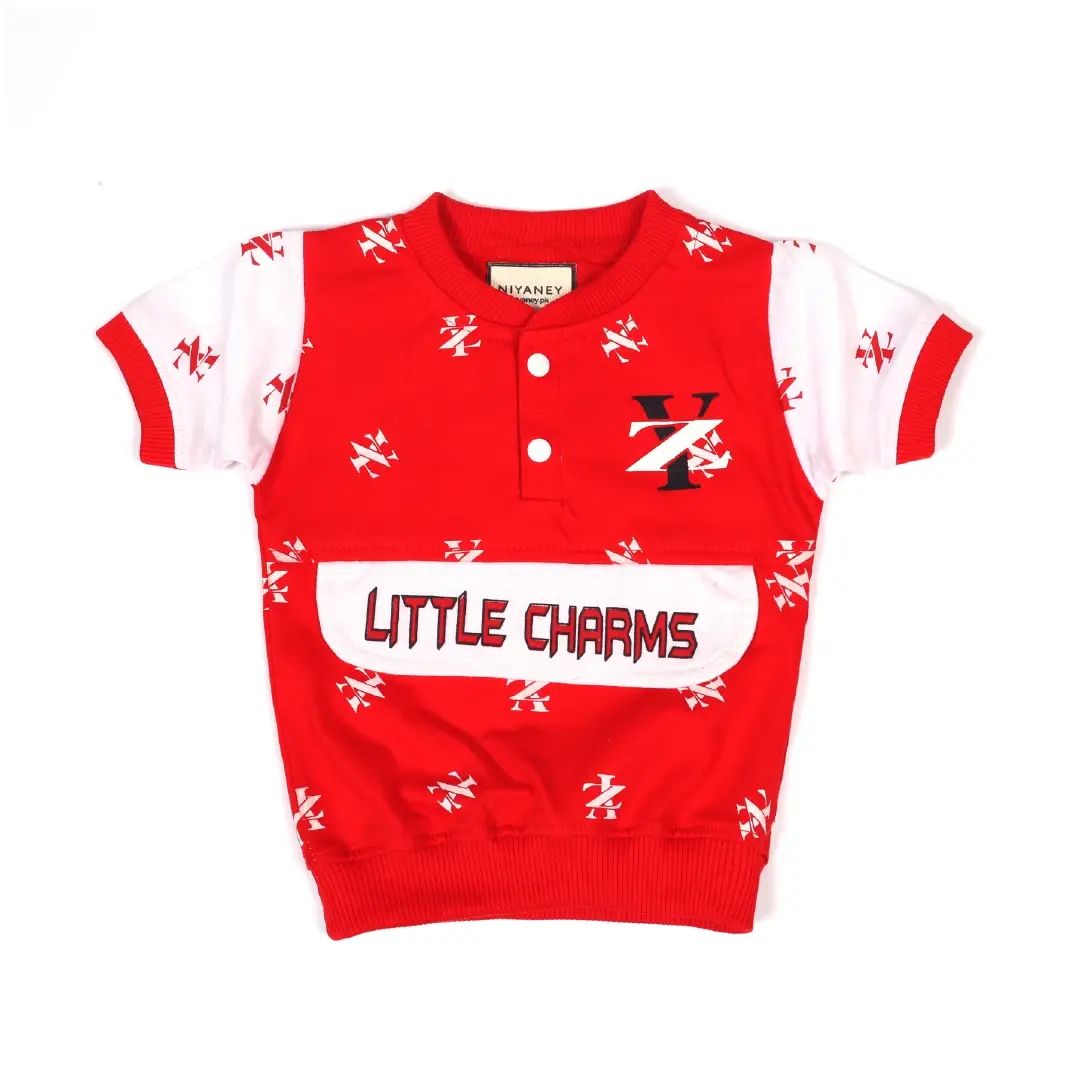 Bright Red Baby Top & Pants Set with Graphic Print - Niyaney Clothing