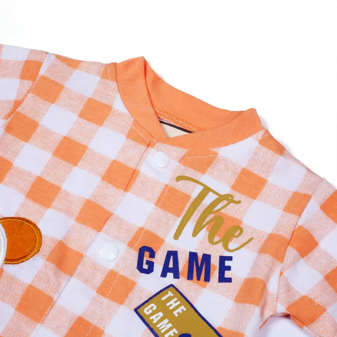 Orange & White Check Panda Baby Set - Niyaney Clothing