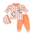 Orange & White Check Panda Baby Set - Niyaney Clothing