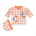 Orange & White Check Panda Baby Set - Niyaney Clothing