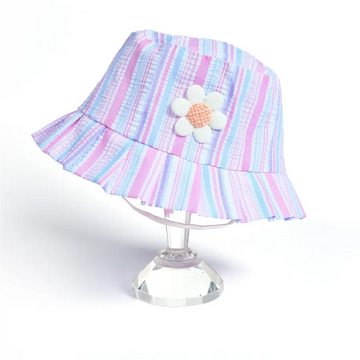 Pink and Blue Stripe Flower Hat - Niyaney Clothing