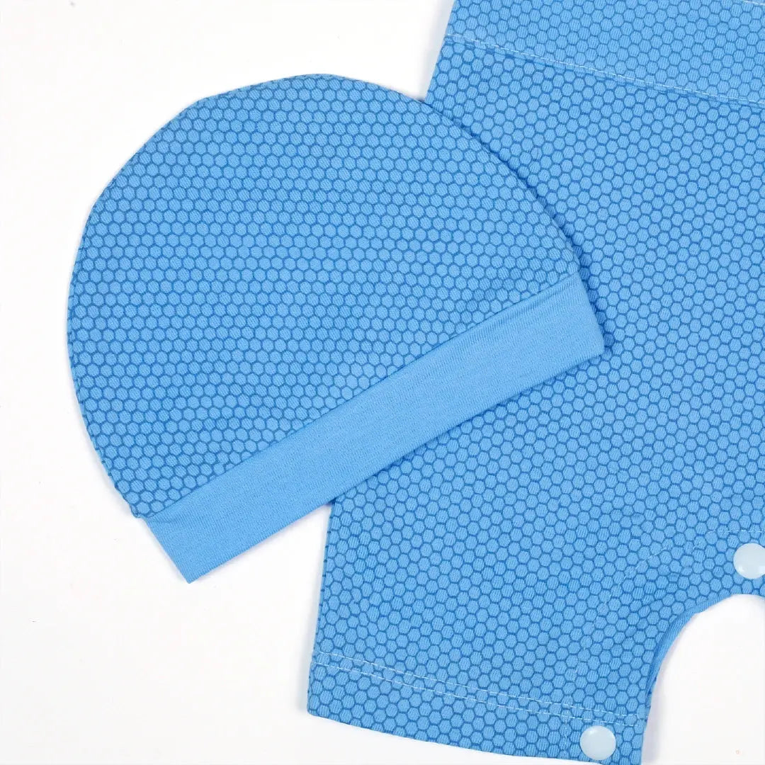 Cute Giraffe Appliqué White & Blue Baby Outfit - Niyaney Clothing