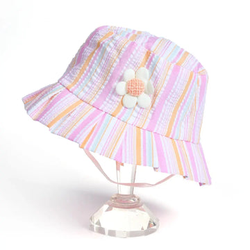 Orange and Pink Stripe Blossom Hat - Niyaney Clothing