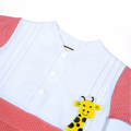 Cute Giraffe Appliqué White & Pink Baby Outfit - Niyaney Clothing