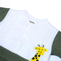 Cute Giraffe Appliqué White & Green Baby Outfit - Niyaney Clothing