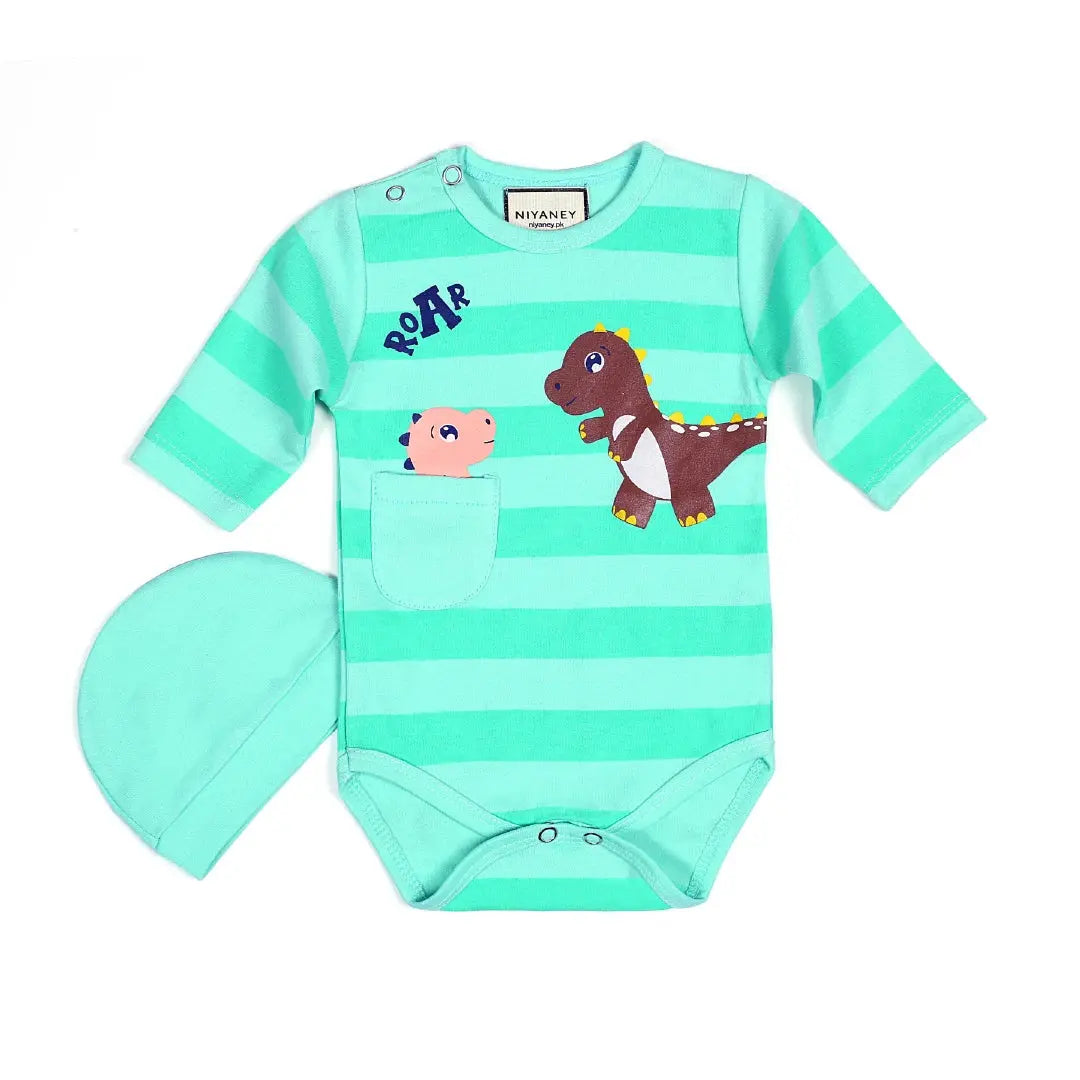 Cute Dinosaur Theme Green Baby Bodysuit Set - Niyaney Clothing