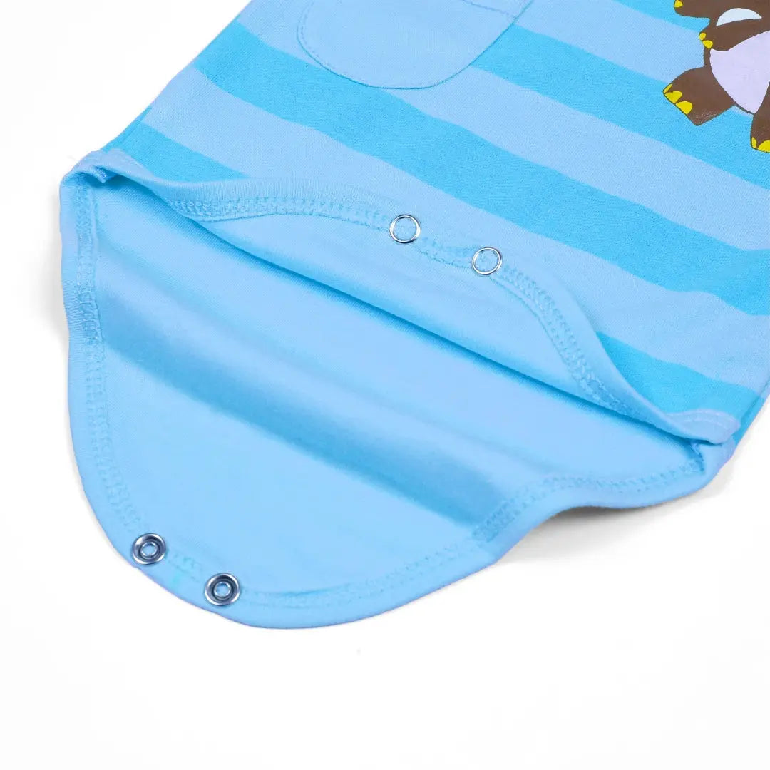 Light Blue Striped Dinosaur Baby Set - Niyaney Clothing