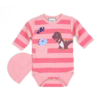 Cute Dinosaur Theme Pink Baby Bodysuit Set - Niyaney Clothing