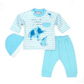 Light Blue & White Striped Elephant Baby Set - Niyaney Clothing