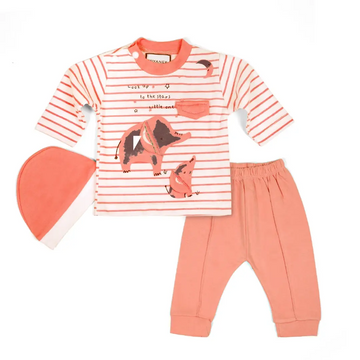 Orange & White Striped Elephant Baby Set - Niyaney Clothing