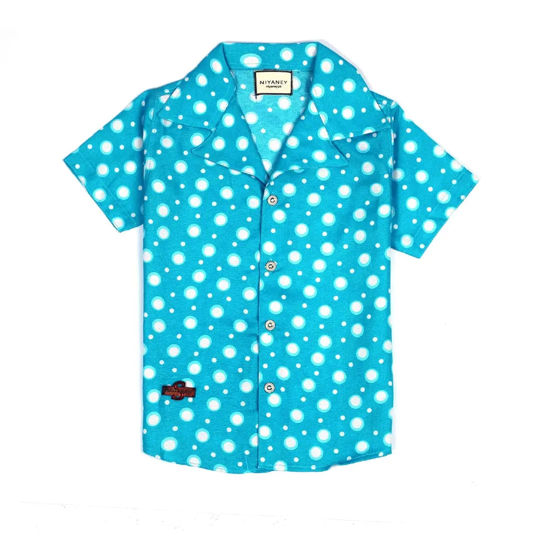 Stylish Teal Dotted Baby Shirt and Shorts - Niyaney Clothing