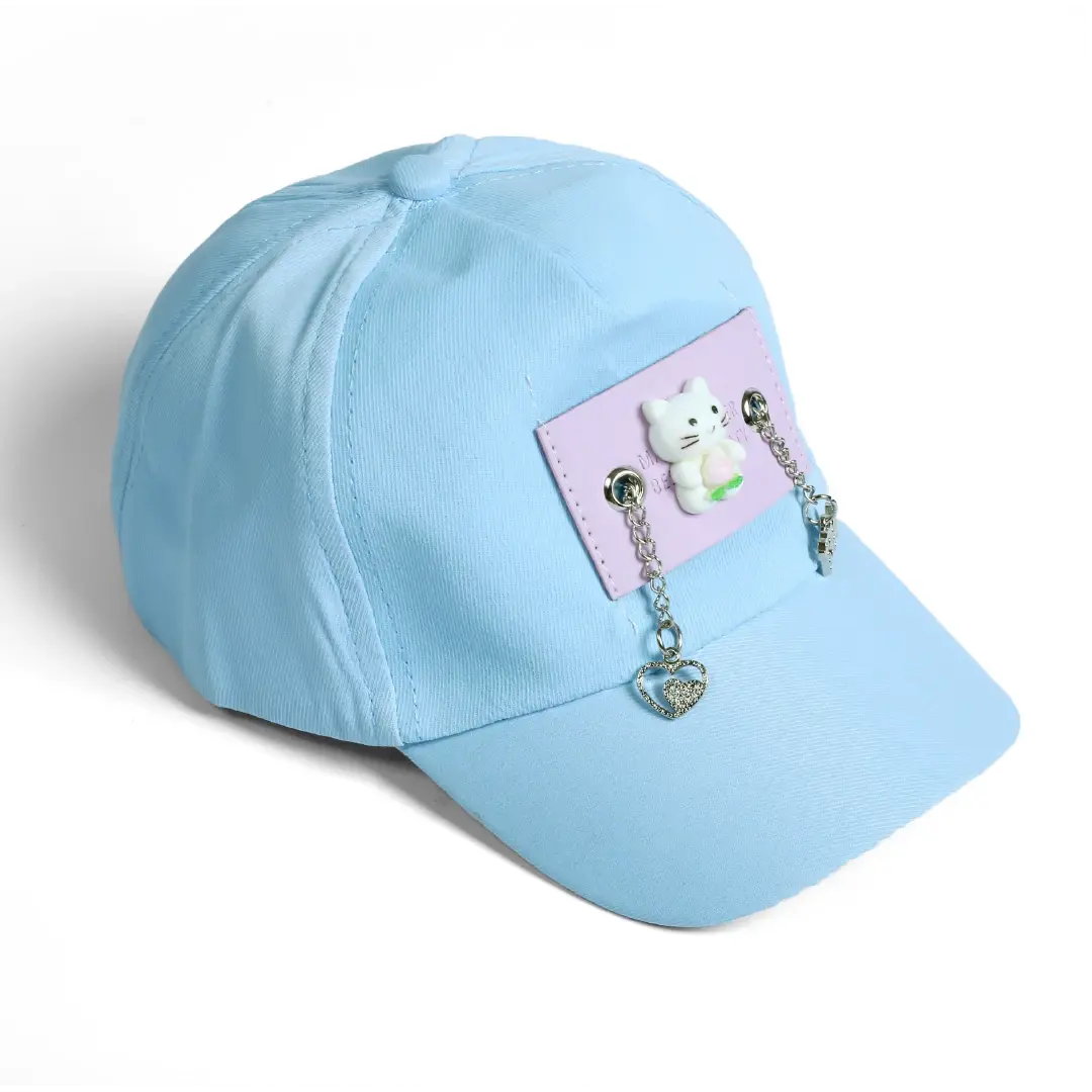 Light Blue Cute Kitten Pendant Kids Hat - Niyaney Clothing