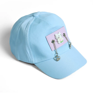 Light Blue Cute Kitten Pendant Kids Hat - Niyaney Clothing