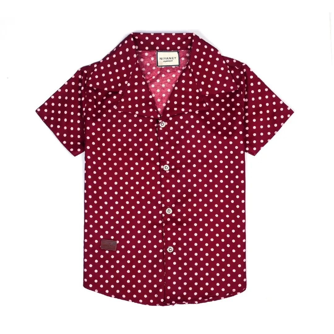 Wine Polka Dot Night Set - Niyaney Clothing