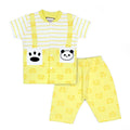 Yellow & White Stripe Panda Face Baby Set - Niyaney Clothing