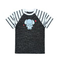 Stripes & Elephant in Charcoal T-Shirt - Niyaney Clothing