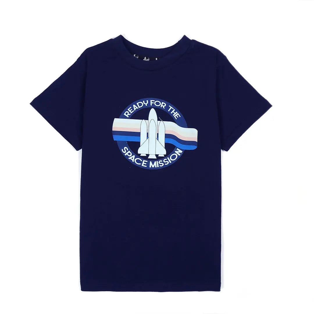 Dark Blue Space Graphic T-Shirt - Niyaney Clothing