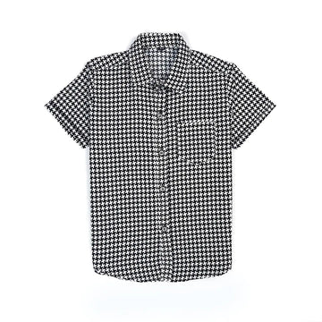 Black And White Structured Half Sleeves Shirt - Niyaney Clothing