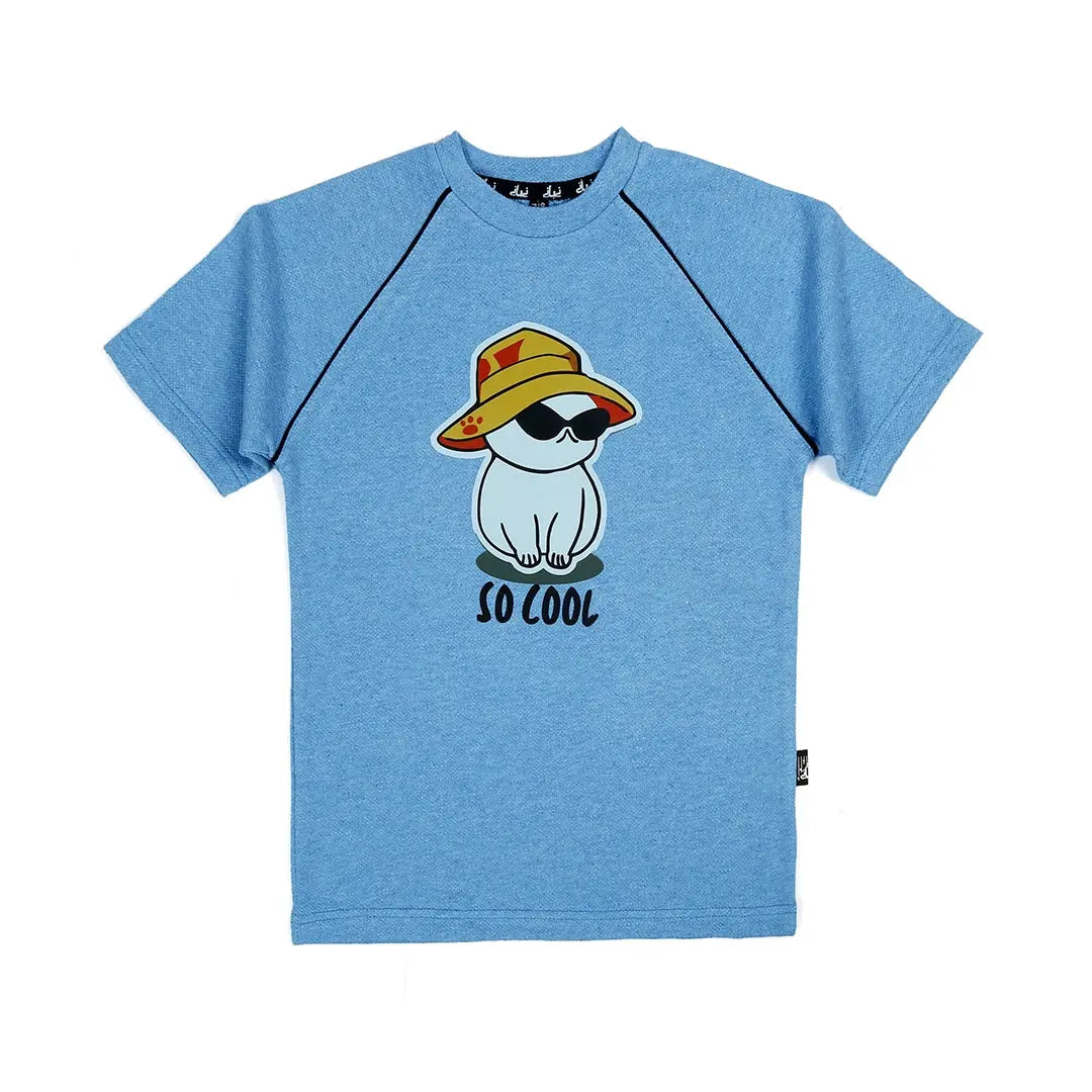Chill Blue Cat T-Shirt - Niyaney Clothing