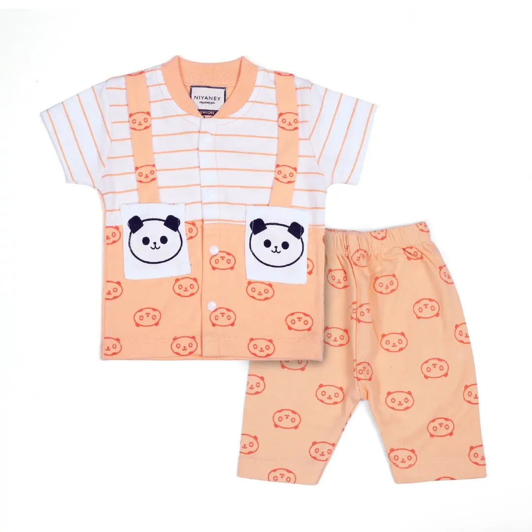 Cute Panda Pocket Peach Baby Outfit - Niyaney Clothing
