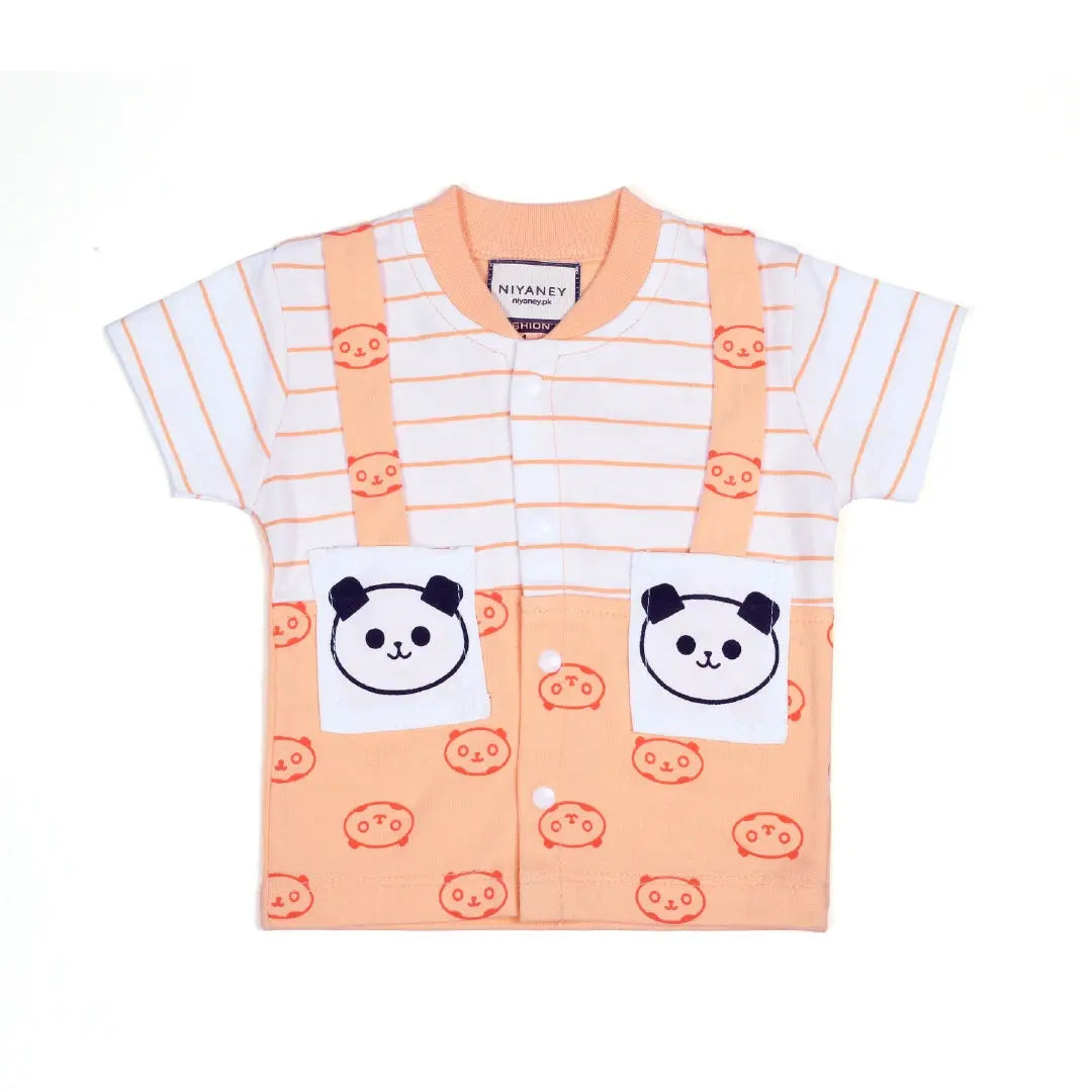 Cute Panda Pocket Peach Baby Outfit - Niyaney Clothing