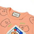 Peach Bear Print T-Shirt & Grey Shorts Set - Niyaney Clothing