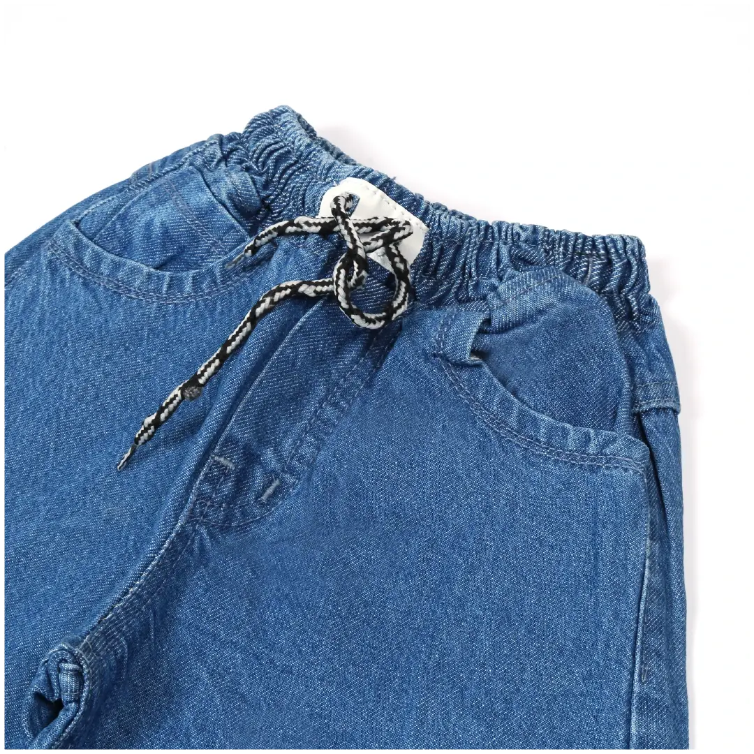 Medium Blue Floral Appliqué Wide Leg Jeans - Niyaney Clothing