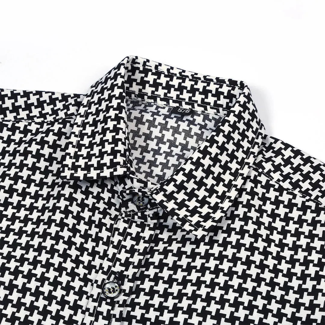 Black And White Structured Half Sleeves Shirt - Niyaney Clothing