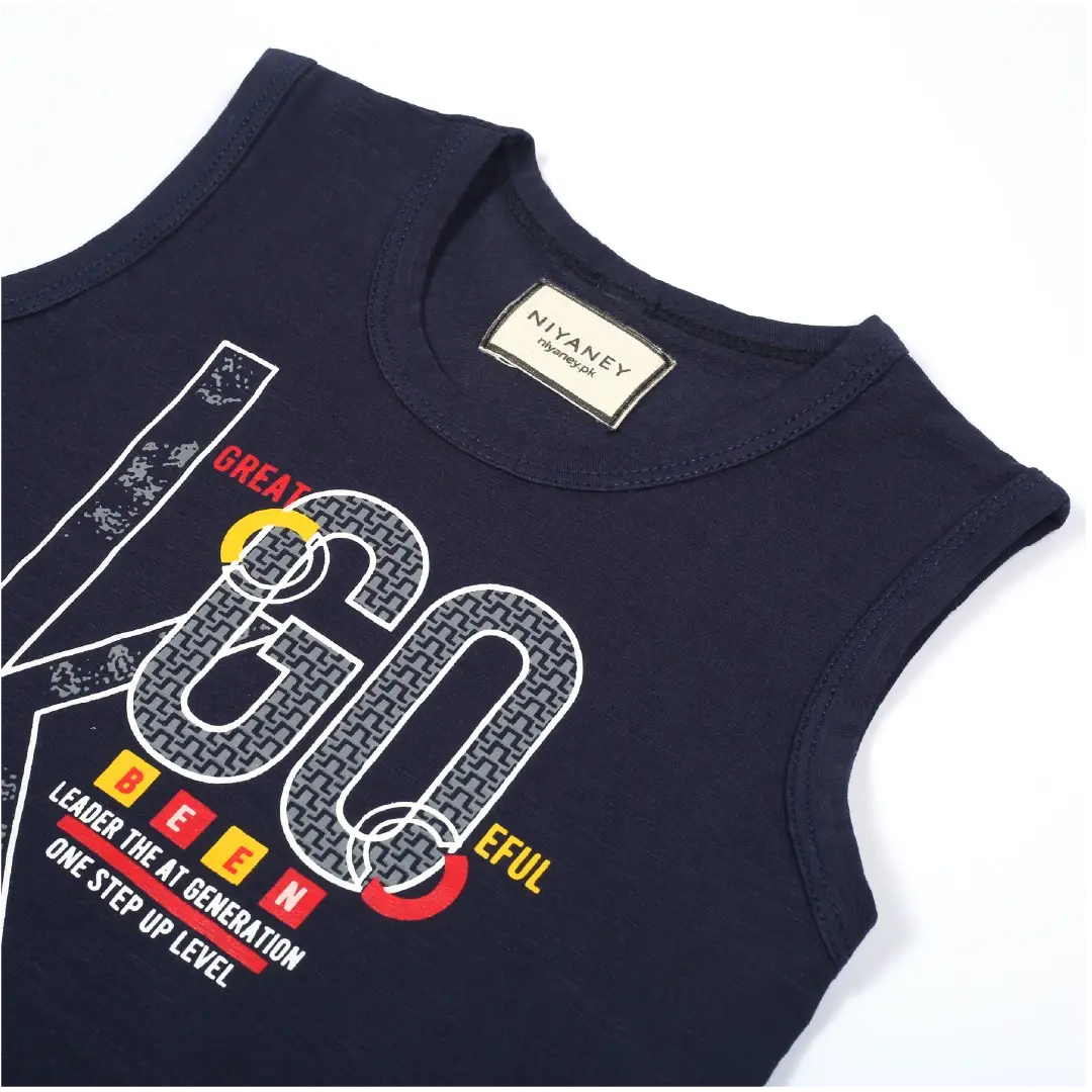 Stylish Navy Sleeveless Shirt & Khaki Shorts Set - Niyaney Clothing