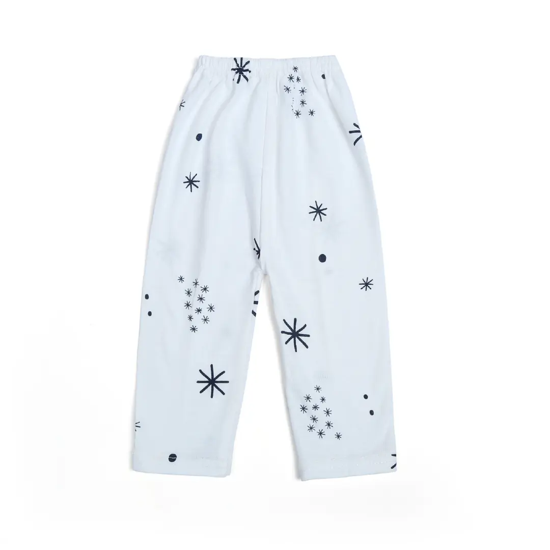 White with Black Star Print Baby Pajama - Niyaney Clothing