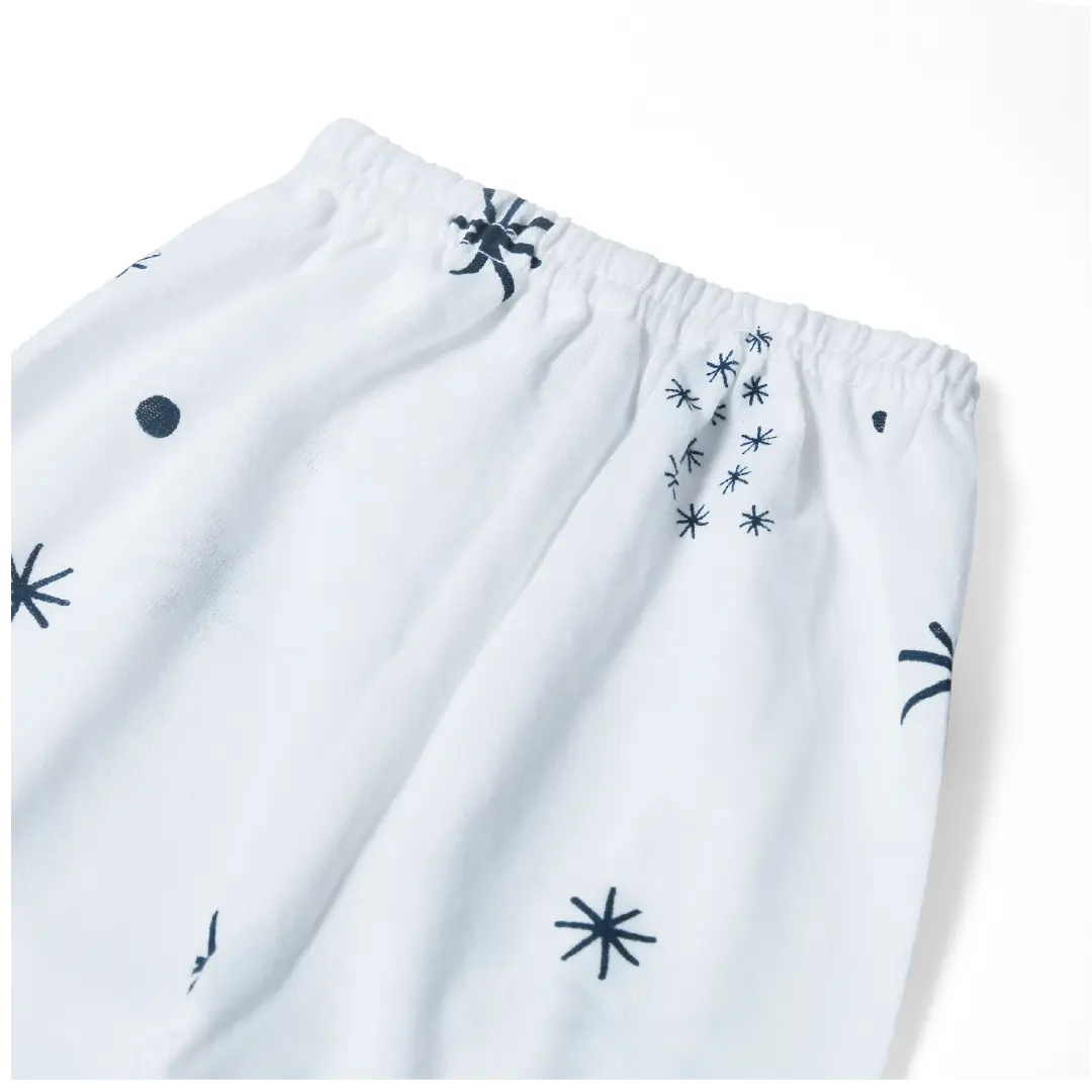White with Black Star Print Baby Pajama - Niyaney Clothing