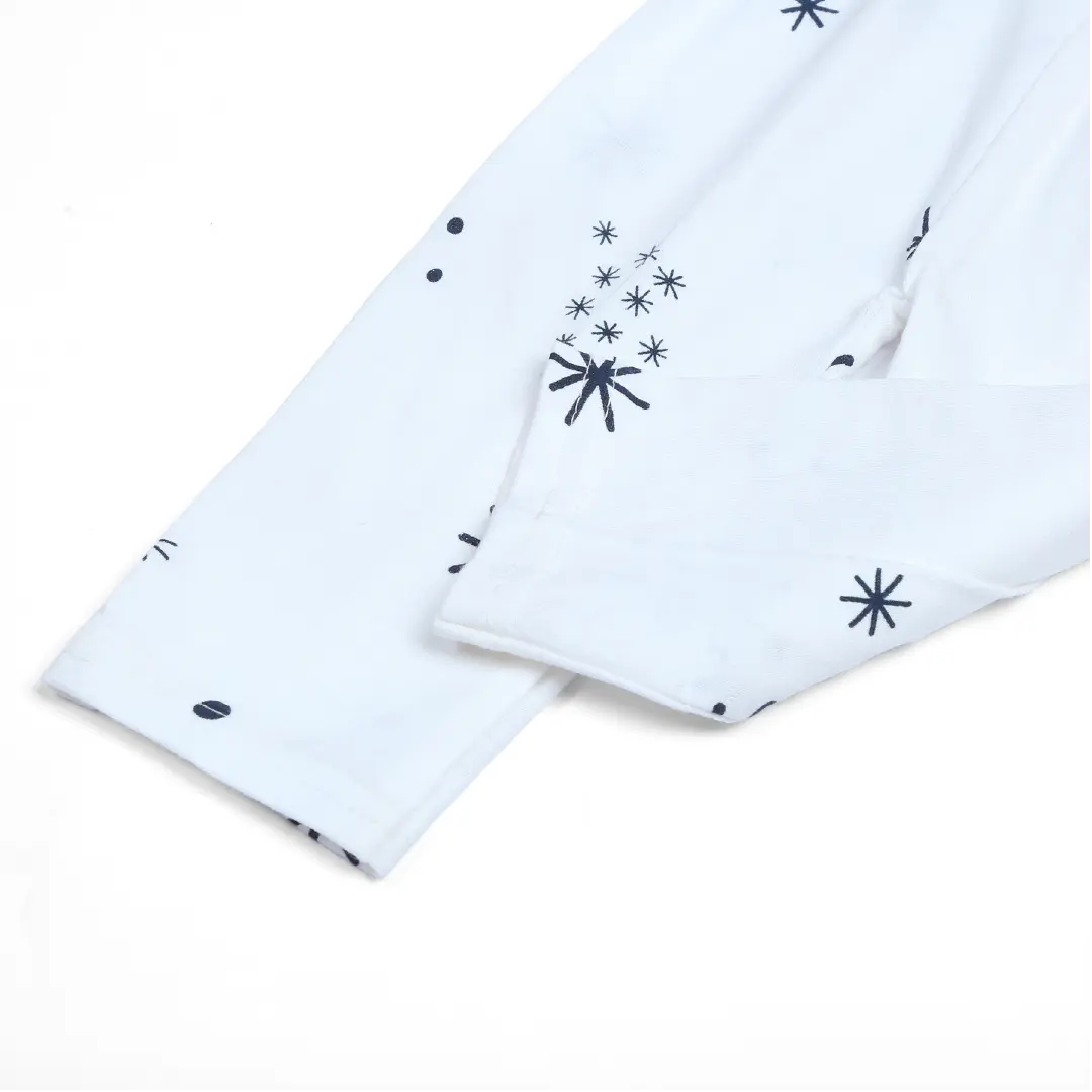 White with Black Star Print Baby Pajama - Niyaney Clothing