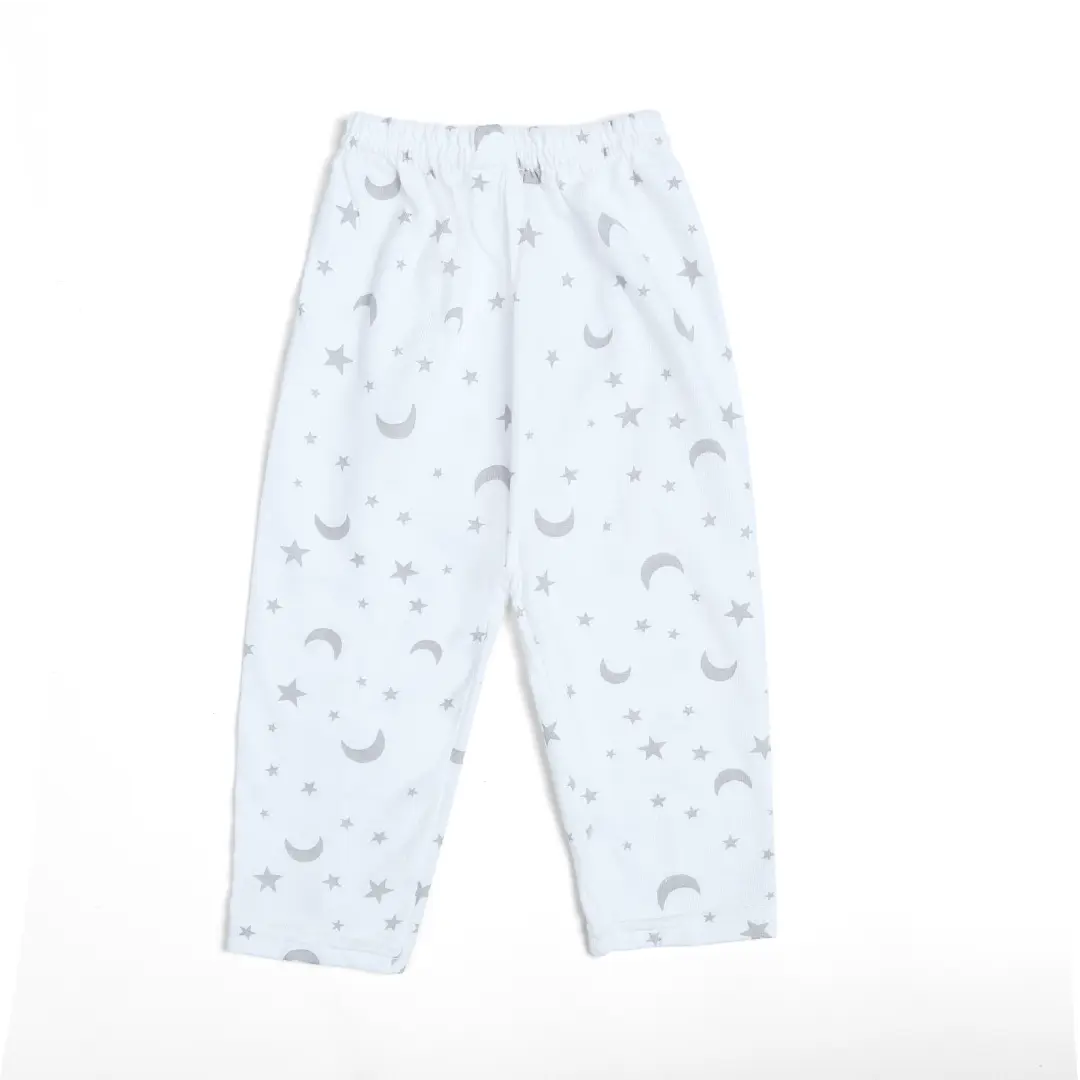 White with Grey Moon & Stars Baby Pajama - Niyaney Clothing