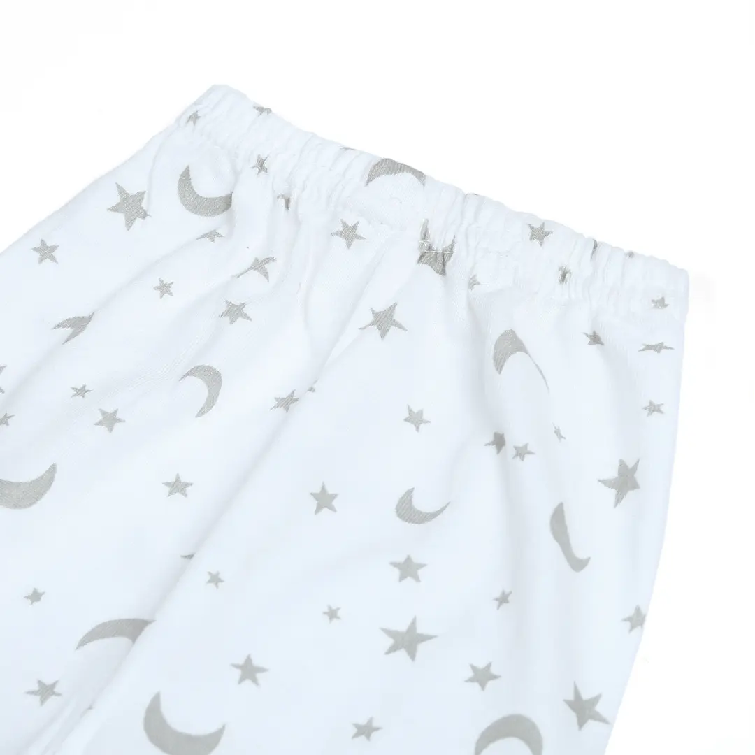 White with Grey Moon & Stars Baby Pajama - Niyaney Clothing