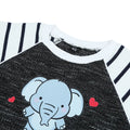 Stripes & Elephant in Charcoal T-Shirt - Niyaney Clothing