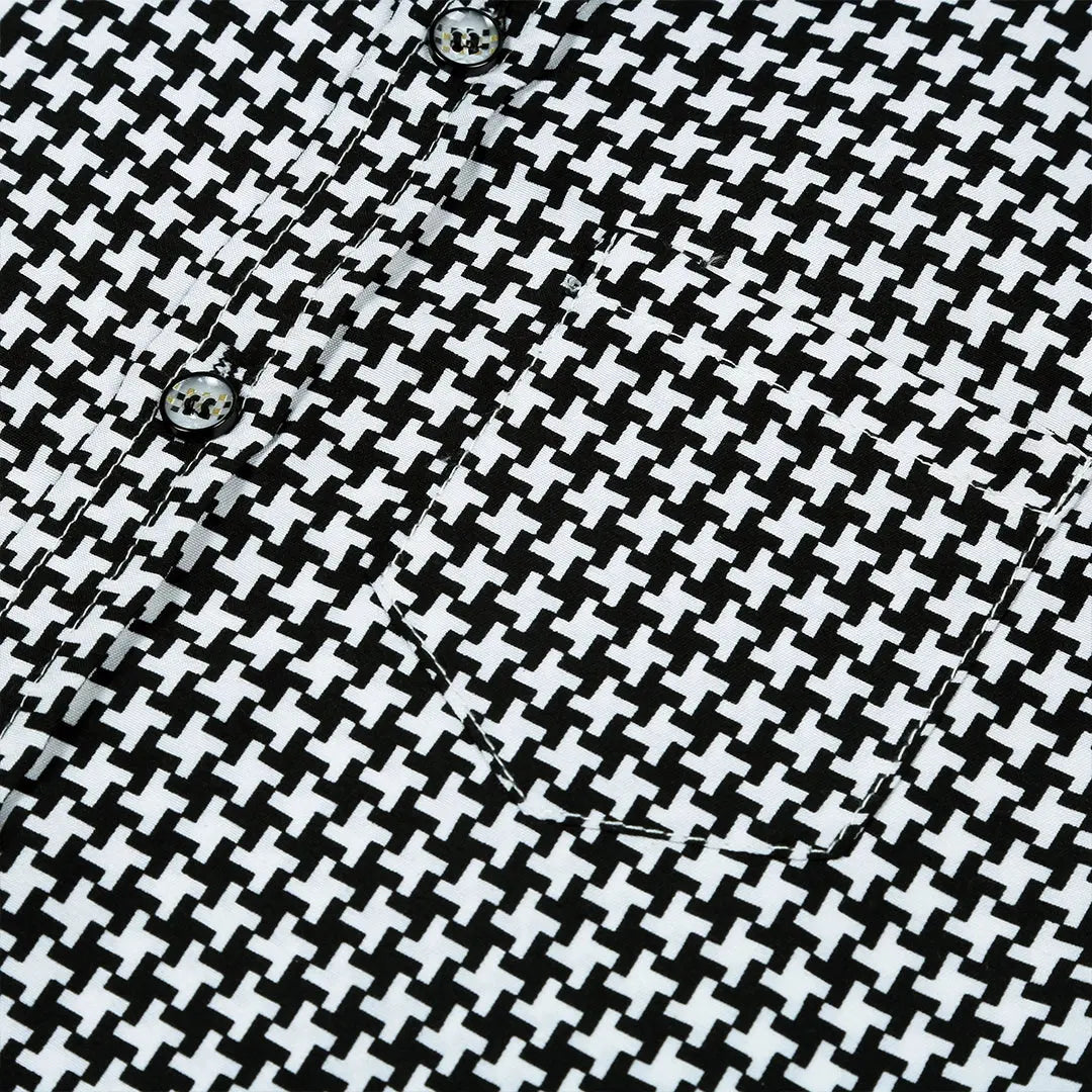 Black And White Structured Half Sleeves Shirt - Niyaney Clothing