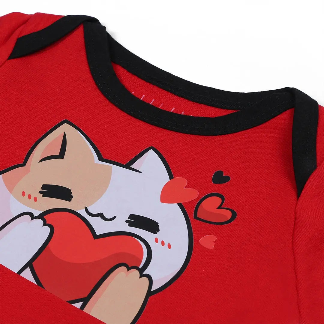 Red Cat-Themed Body Suit - Niyaney Clothing