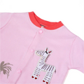 Pale Pink Zebra & Palm Tree Baby Outfit with Coral Trim - Niyaney Clothing