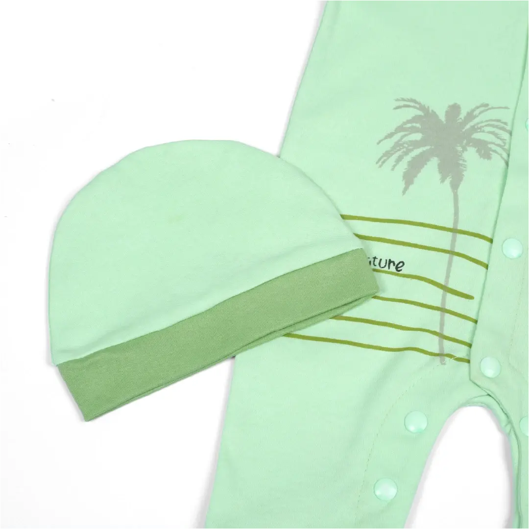 Soft Green Zebra & Palm Tree Baby Outfit - Niyaney Clothing