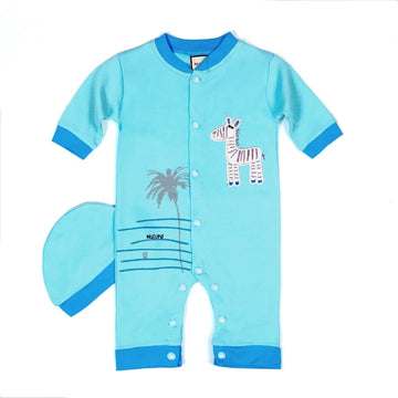 Blue Zebra & Palm Tree Baby Outfit - Niyaney Clothing