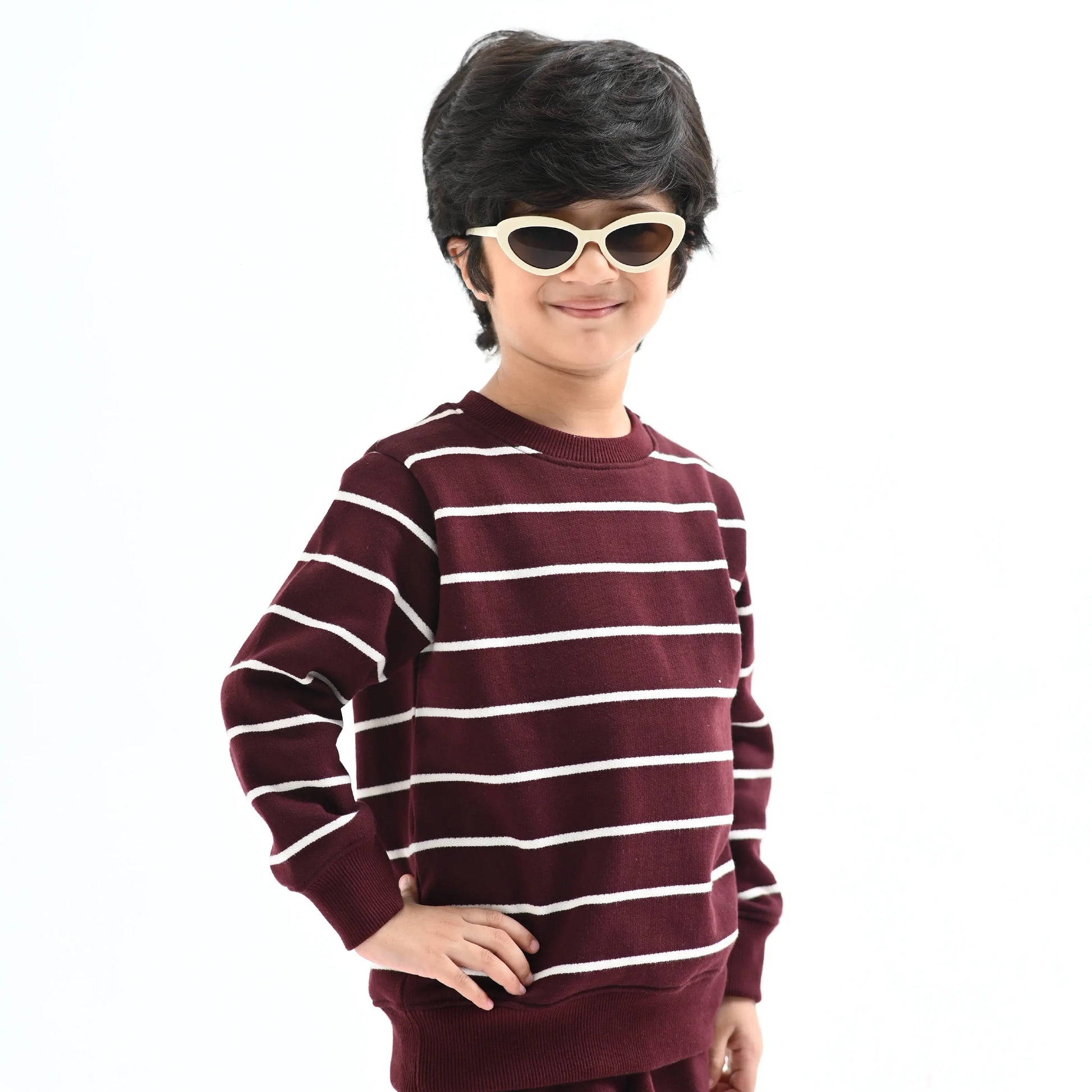 Maroon Striped Sweat Co-ord - Niyaney Clothing