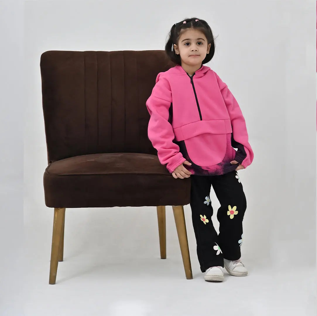 Solid and Printed Pink Fleece Hoodie - Niyaney Clothing