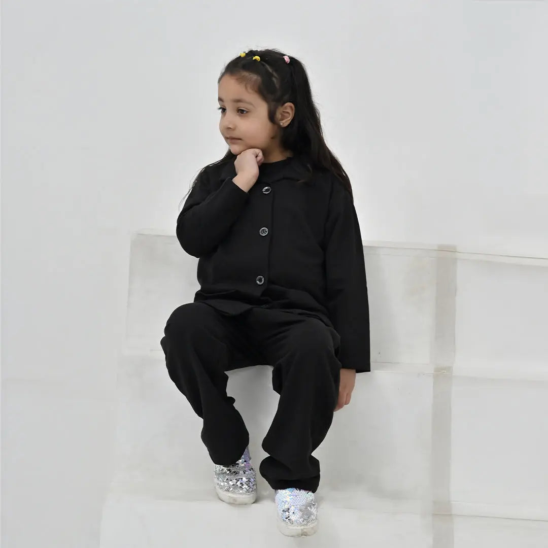 Unisex Black Button-Down Soft Night Set - Niyaney Clothing