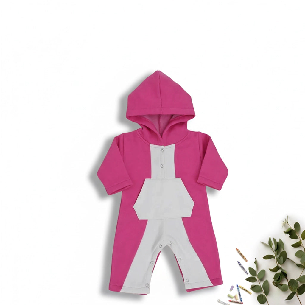 Baby Hood Romper Pink